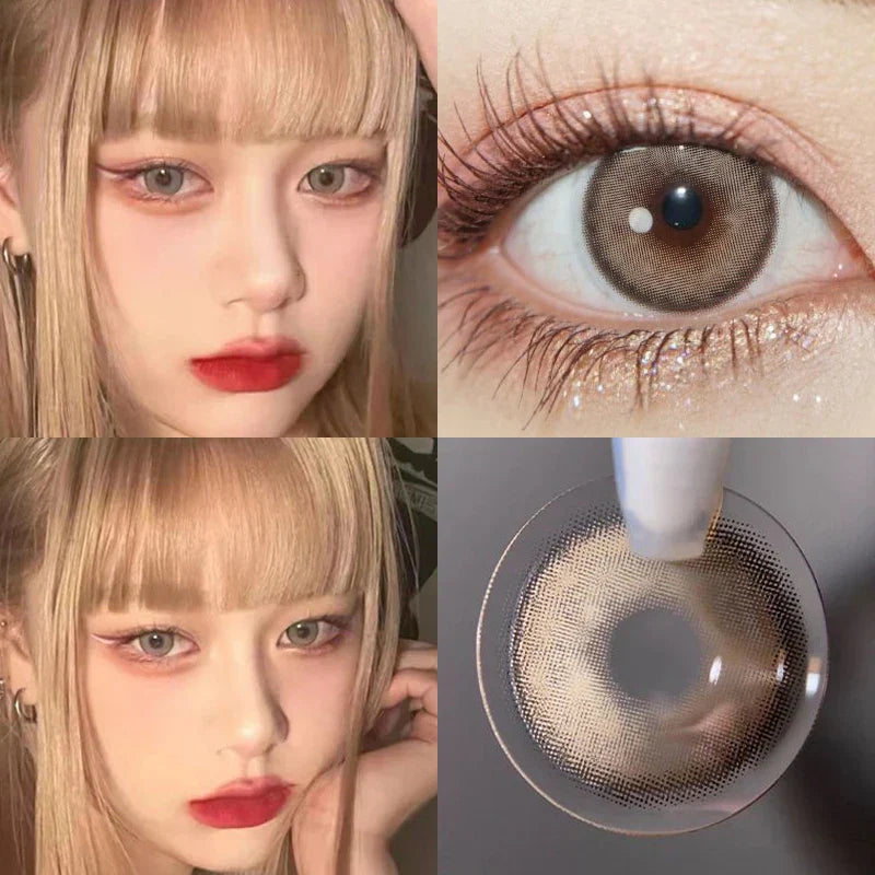 BXOXO 1Pair Blue Green Colour Contacts Lenses  Prescription Myopia Gray Eye Lenses Beauty Pupil Makeup Soft Lenses
