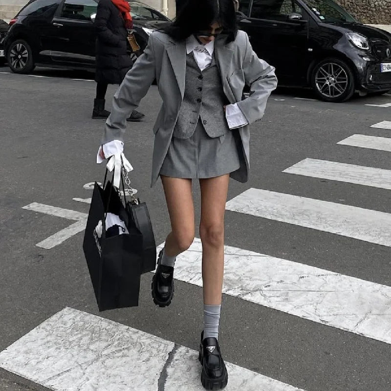 BXOXO Y2K Low Waist Mini Skirt With short lining Sexy A-line Package Hips Mini Short Skater Party Femme Gray Black
