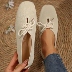 BXOXO Autumn Mesh Breathable Women's Flat Shoes Solid Simple Ballet Flats Female Casual Lace-up Walking Shoes for Women
