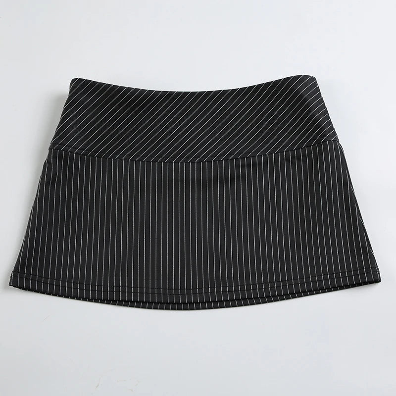 BXOXO Harajuku Striped Print Mini Skirt Vintage y2k Low Rise Skinny Retro Short Skirts for Women Summer Casual Streetwear Basic