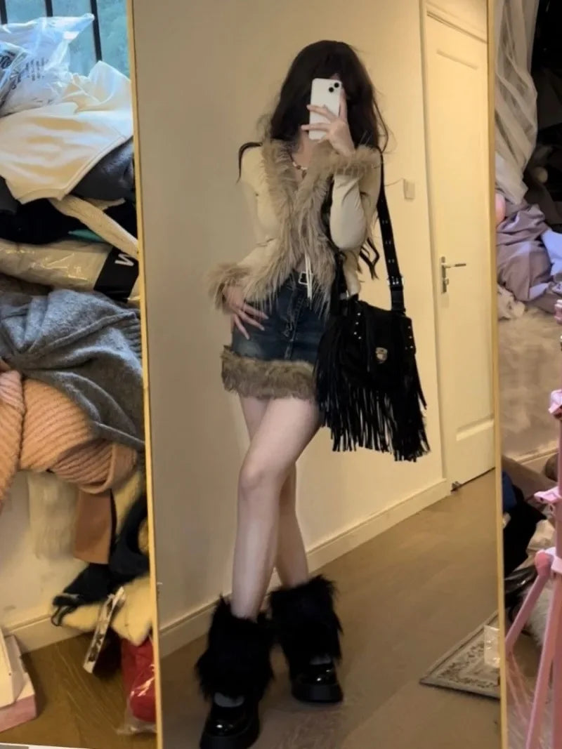 BXOXO Women's Cardigan Sweater Y2K Girl Punk Hip Hop Street Wool Knit Loose Gothic Top long sleeve Cardigans mujer