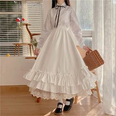 BXOXO - Layered Vintage Style Ruffled Pleated Skirt