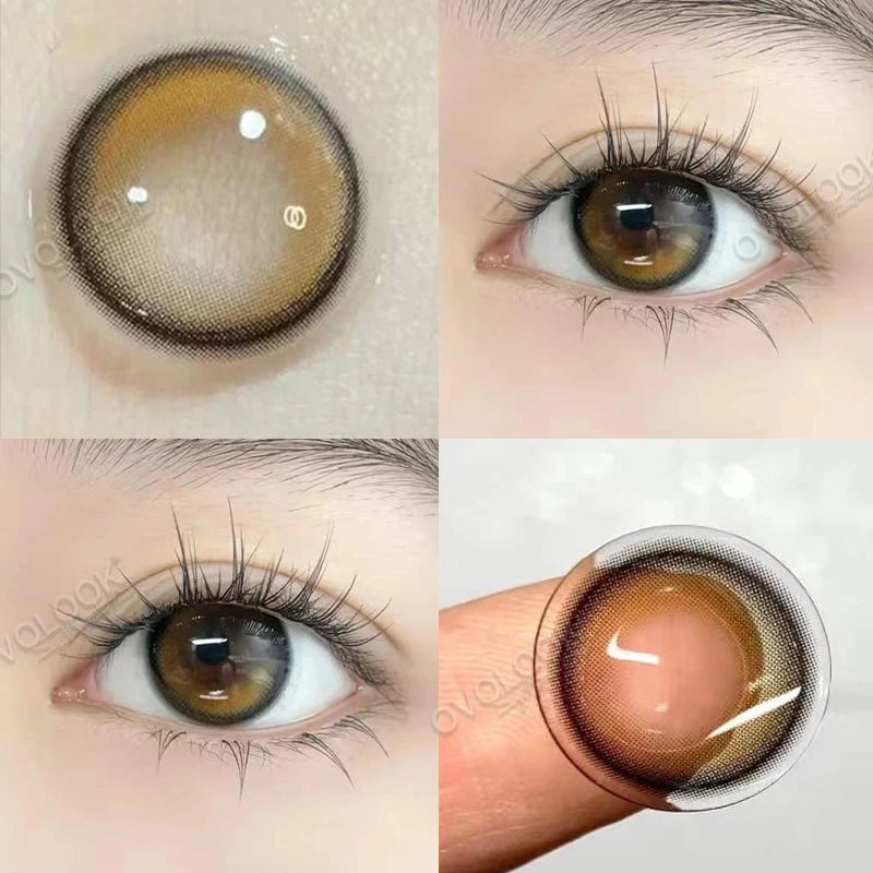 BXOXO 2PCS Beauty Brown Color Contact Lenses for Eyes Myopia Eye Color Lenses with Diopters Natural Pupils Mystical Blue Lens