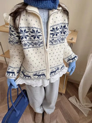 Bxoxo Vintage Korean Style Women Sweaters Zipper Knitted Cardigan Casual Retro Jumpers Harajuku Fashion Long Sleeve Knitwear