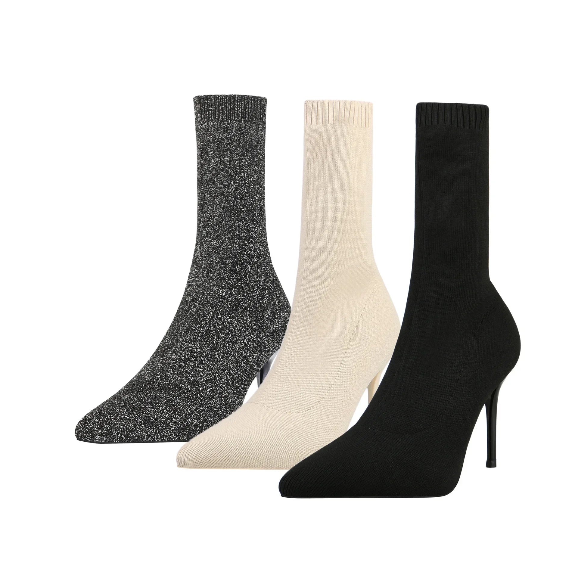 BXOXO Sexy Sock Boots Knitting Stretch Boots High Heels for Women Fashion Shoes Spring Autumn Ankle Boots Female