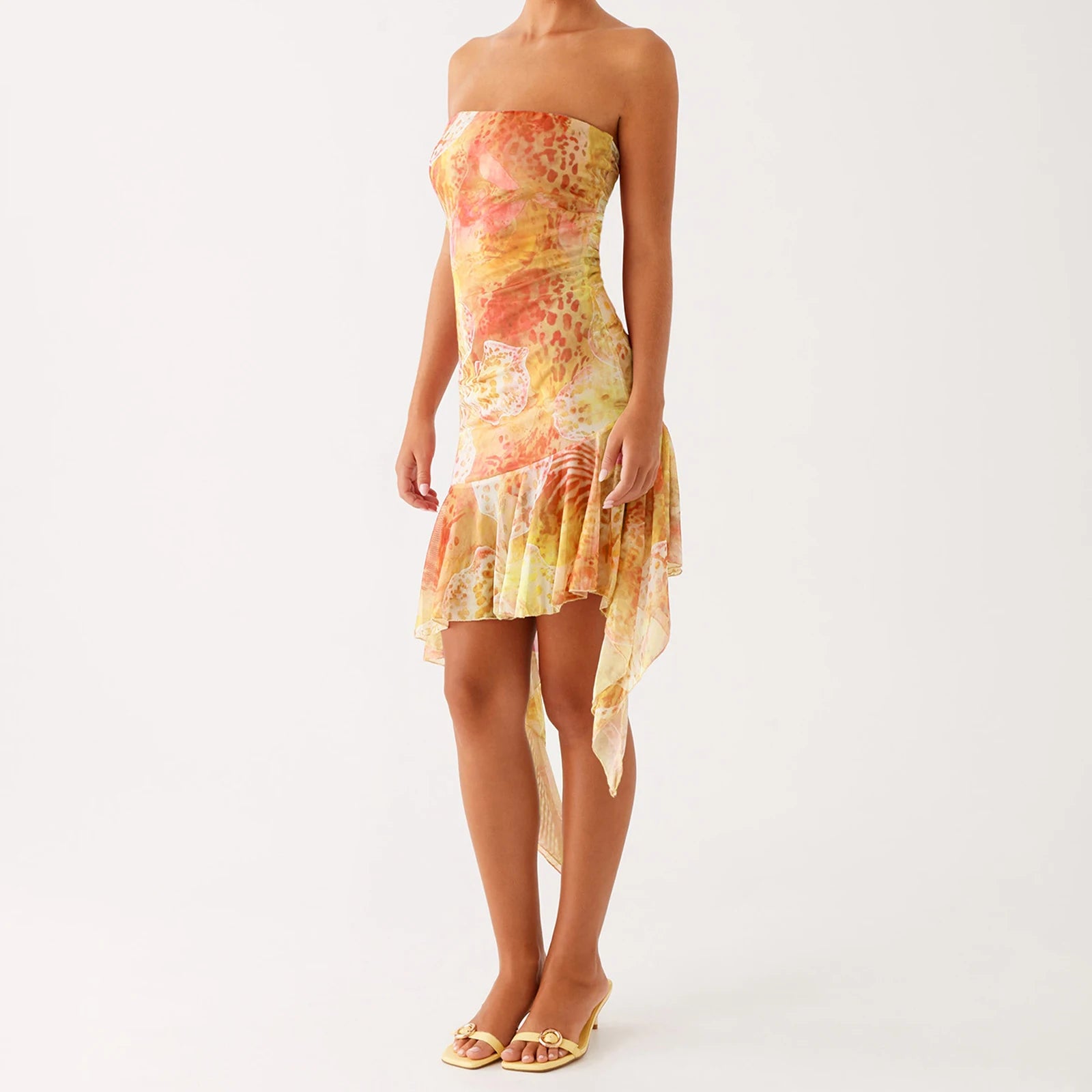 BXOXO Women Y2K Floral Mini Tube Dress Strapless Backless Bodycon Short Dress Boho Sleeveless Bandeau Sundress Beachwear