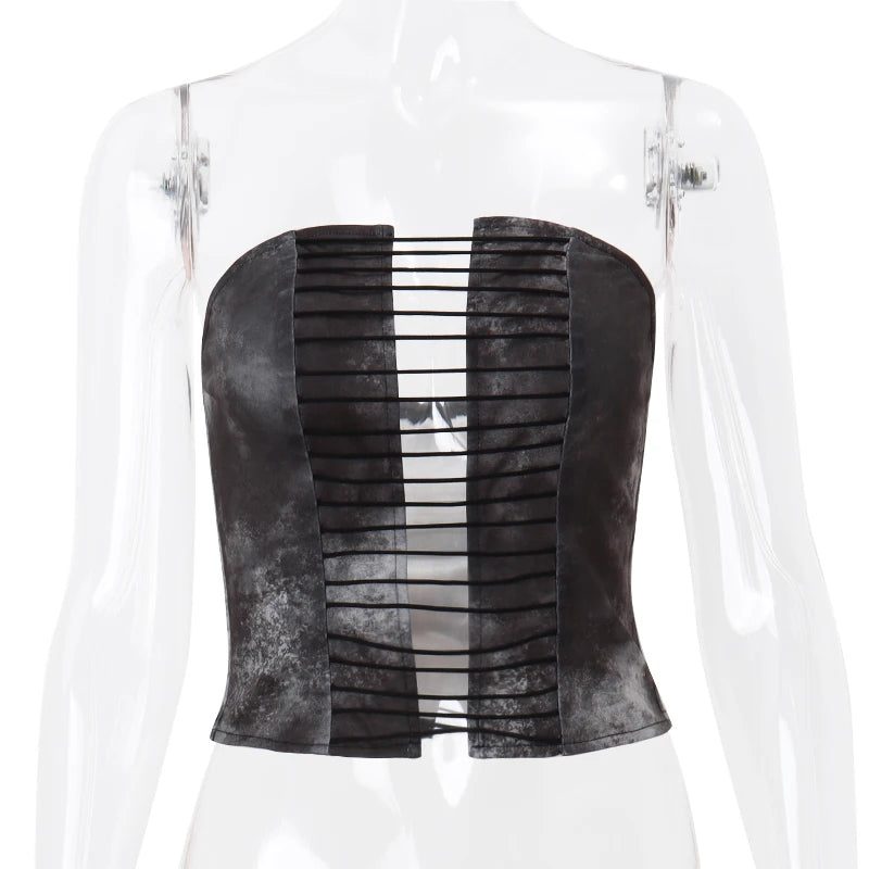 Bxoxo Sexy Wrapped Chest Vest Women's Off Shoulder Black Fashion Top Aesthetic Bandage High Street Party Women's Top