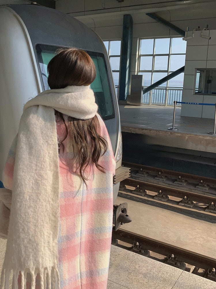 BXOXO - Long Plaid Rainbow Coat