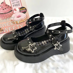 BXOXO Lolita Shoes Women's Preppy Style Single Shoes Patent Leather Thick Bottom Mary Jane Shoes Vintage Girls JK Uniform Shoes