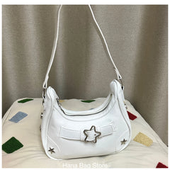 BXOXO Vintage Star Handbags for Women Fashion Hobos Shoulder Underarm Bag Ladies Clutch Pu Leather Female Armpit Purses Y2k Cool Bag