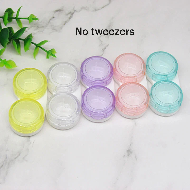 BXOXO Fashion Tweezers Suction Stick Mini Contact Lens Case Set Girl Colored Contact Lenses Box Eyes Contact Lens Container
