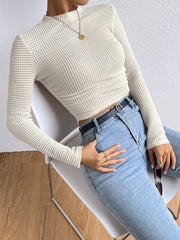 BXOXO White Autumn T-shirt Women O-Neck Clothese Long Sleeves Winter Crop Top Solid Knitted T Shirt Female Streetwear Sexy Cropped Top