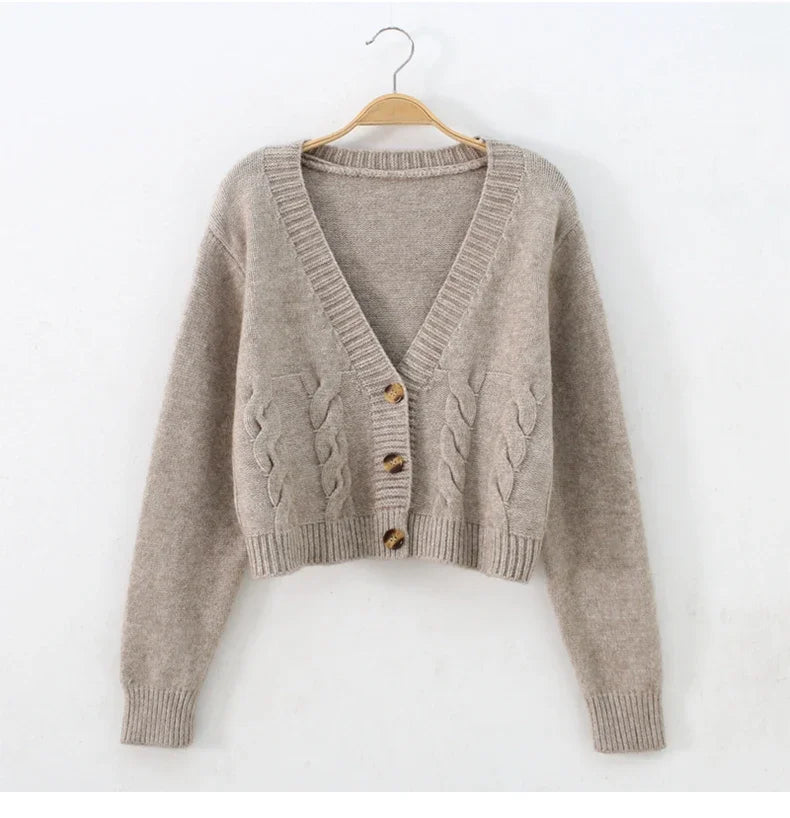Bxoxo Short style high-waisted slim plastic sweater women spring new single-breasted knitted cardigan twist small jacket