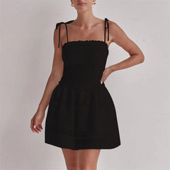 BXOXO Women's Summer Slip Dress Sheer Lace Patchwork Sleeveless Tie Spaghetti Strap Backless Mini Dress Y2K Streetwear