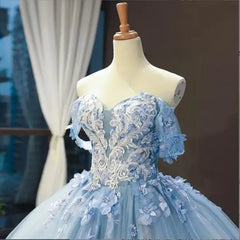 BXOXO Luxury Sky Blue Lace Quinceanera Dresses Sweetherts Tulle Party Vestidos 15 Anos Vintage Ball Gown Quinceanera Gown