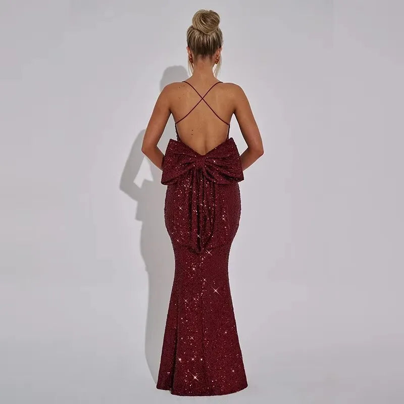 BXOXO 2025 Diamonds Glitter Backless Sexy Dress For Women Robes Evening Club Party Dress Bodycon Mini Summer Dress Vestidos