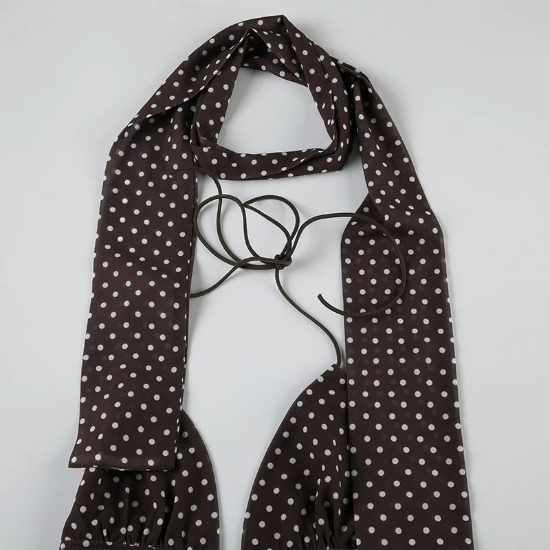 Bxoxo Rockmore Summer Camisole Slim Vest Sexy Women Sleeveless V-Neck Ribbon Tank Top Female Solid Polka Dots Tops Y2k Coquette