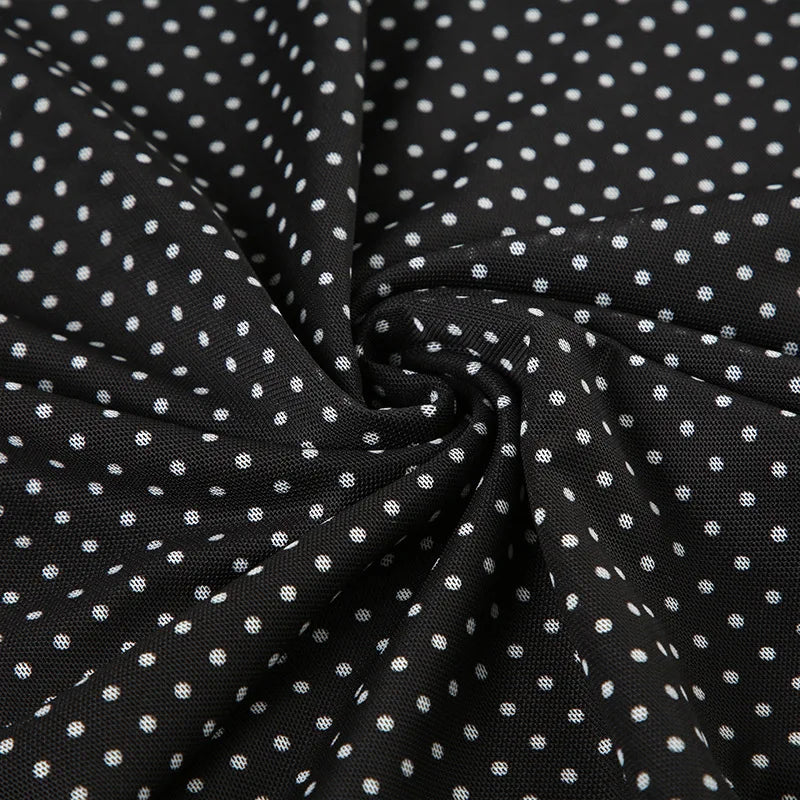 Bxoxo Polka Dot Mesh Long Skirt Summer Fashion Clashing Patchwork Slim Long Skirt Women Elegant Vintage Y2k Loose Long Skirt
