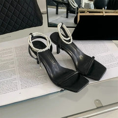 BXOXO Low Heel Sandals Woman Leather Suit Female Beige Silver Summer High Heels Low-heeled Fashion Comfort Girls High-heeled Sandals