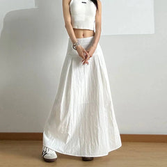 Bxoxo White High Waist Casual Midi Skirt Women Summer New Loose A Line Skirts Fashion Simple Basic Solid Quick Drying Skirt Mujer