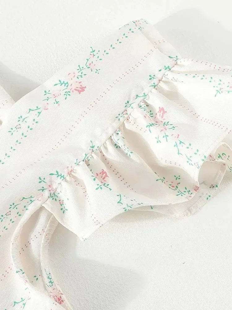 BXOXO Floral Vintage Sweet Tanks Women Elegant Slim Flying Sleeve Casual Tanks Tops French Retro Square Collar Female Summer Tops