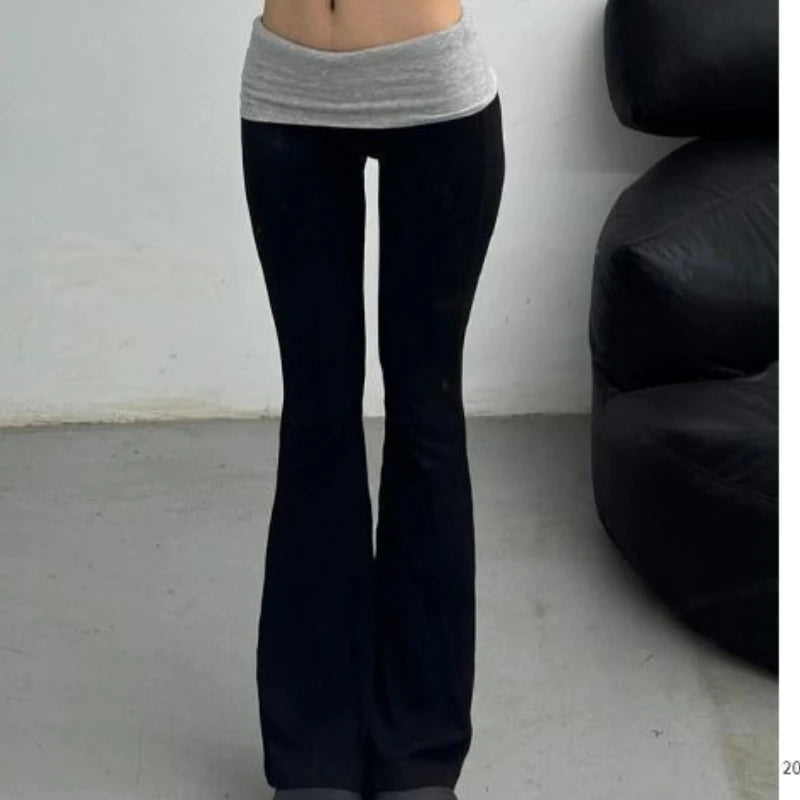 Bxoxo Gray High Waist Basic Flared Pants Solid Color Jogging Fitness Yoga Trousers Slim Korean Fashion Casual Streetwear Lady