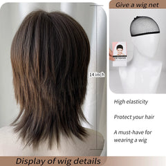 BXOXO 14 Inch Synthetic Brown Mid length Straight Unisex New Fashion Hair Bangs Fiber Heat resistant Natural Party or Selfie
