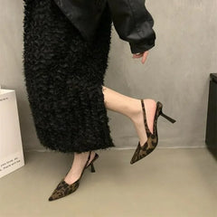 BXOXO Summer High-heeled Women's Shoes Fashionable Pointed Toe Sexy Stiletto Heels Leopard Print Women's Shoes