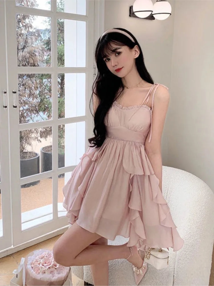 BXOXO Summer Women Sundress Suspenders Ruffles Fairy Dress Elegant Feminine Holiday Beach Romantic Dress traf robe платье