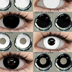 BXOXO Colored Contact Lenses for Eyes Cosplay Contact Lenses Crazy Lenses Halloween Eyes Lens 1Pair White Lenses Black Lenses