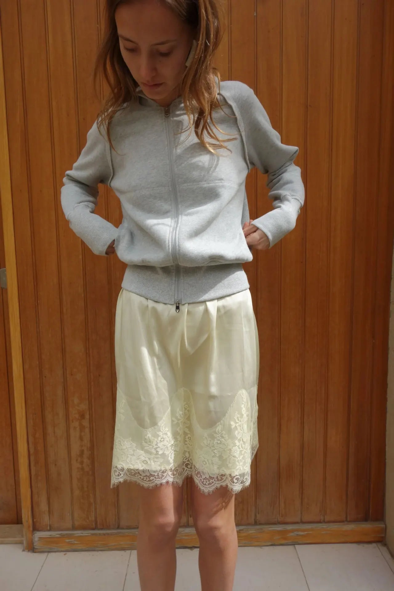Bxoxo Lace Splice Satin Mini Skirt For Women 2025 New Fashion High Waist Casual Skirts Loose Elegant Commuting Female Skirt