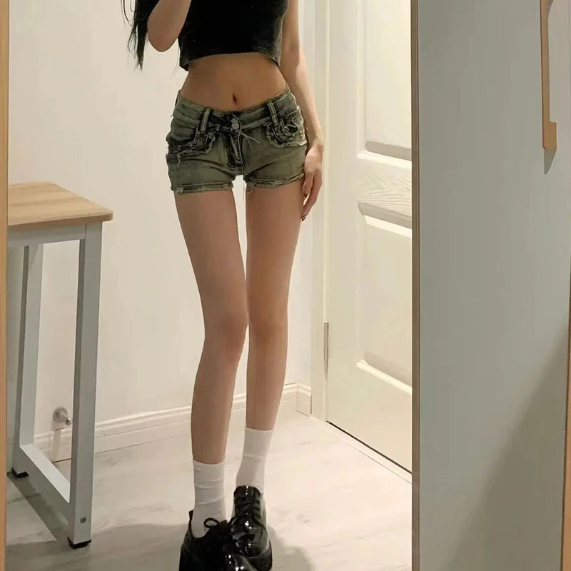 Bxoxo American Spicy Girl Sexy Low Waist Denim Shorts Female Summer New Slim Skinny Shorts Party Shorts Jeans
