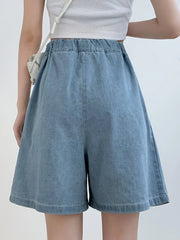 BXOXO S-5XL Summer Korean Fashion Blue Mini Denim Pleated Shorts Skirt Women High Waist A Line Short Pants Jeans Female