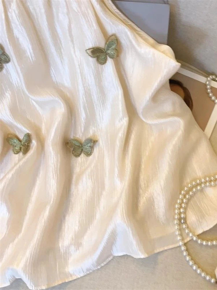 BXOXO 3D Bufferfly Halter Tanks Women Sweet Fashion Loose Elegant Tanks Korean Chic Causal Summer Female All Match Sleeveless Top