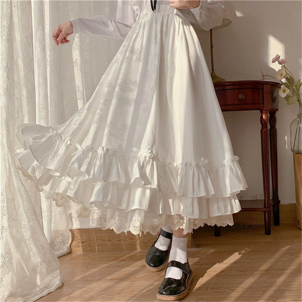 BXOXO - Layered Vintage Style Ruffled Pleated Skirt