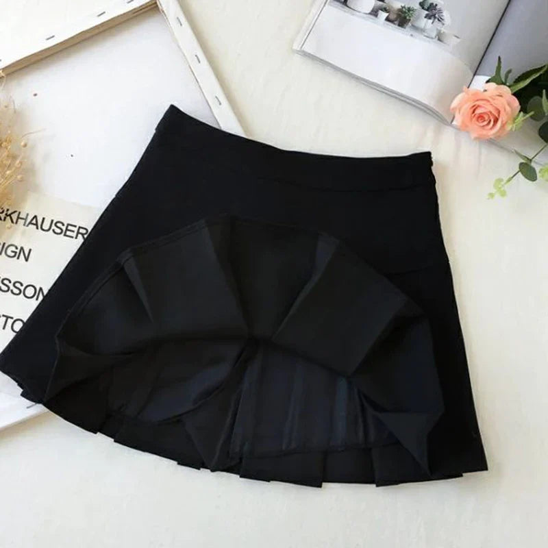 BXOXO Fashion A Line Women Pleated Skirt High Waist Zipper Grey Student Mini Skirt JK Summer New Black Ladies Suit Skirt
