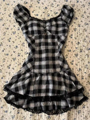 BXOXO summer inspo Y2k Harajuku Lattice Vintage Sleeveless Gothic Punk Summer Dresses Slim Short Dress Lace Sexy Korea Fashion Women Dresses