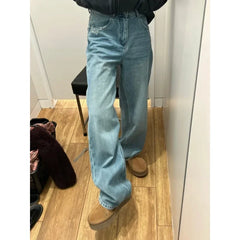 Bxoxo Streetwear Female Trousers Wide Leg Jeans for Women Blue High Waisted Jeans Women's Denim Pants Y2k Women's Clothing