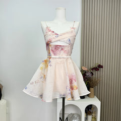 BXOXO Summer Women Evening Gyaru Coquette French Vintage Spaghetti Strap Dress Midi Hollow Out Frock One-Piece Old Money Banquet New