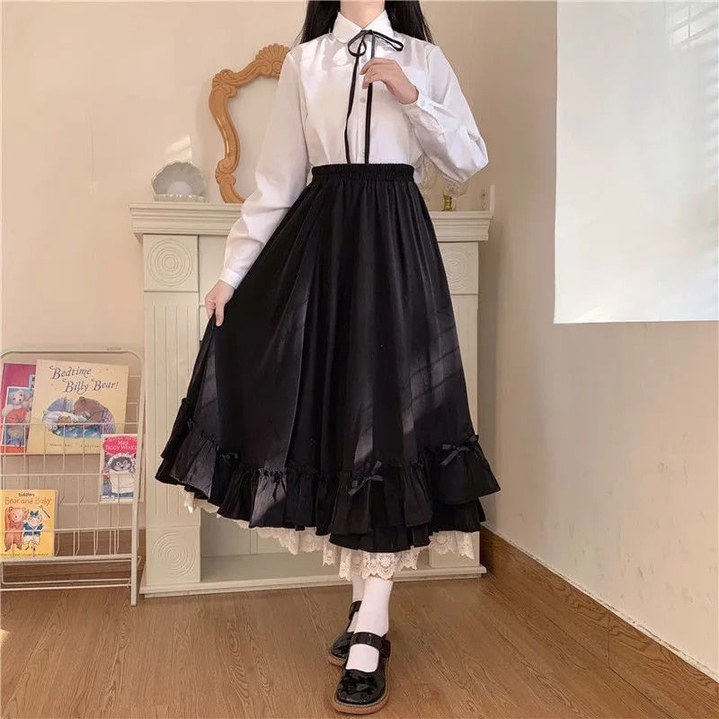 BXOXO - Layered Vintage Style Ruffled Pleated Skirt