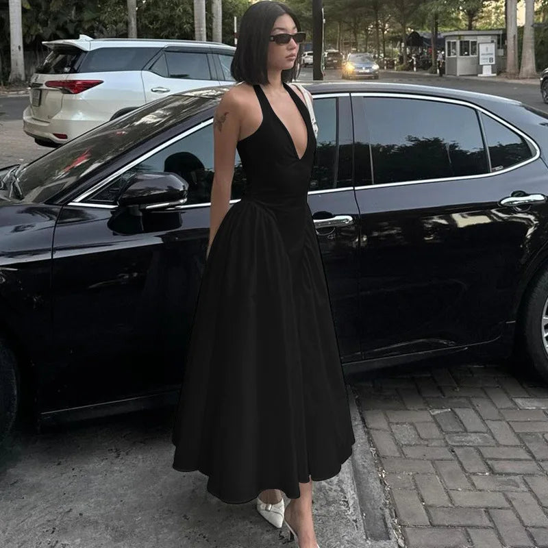 BXOXO Ladies Summer Evening Party New Fashion Dress Women Sleeveless Backless V-Neck Sexy Maxi Dresses Night Clubwear Female Outfits
