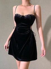 BXOXO Spring And Summer New Lace Sexy Soft Girl Fashion Waist Split Tight Sling Dress Plus Size Loose Solid Color Dress Elegant