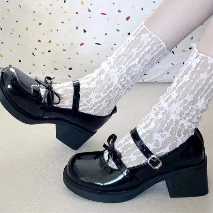 BXOXO Round Toe Lolita Shoes Women Kawaii Bow knot Pumps Elegant Platform High Heel Mary Jane Shoes Women's College cosplay JK shoes