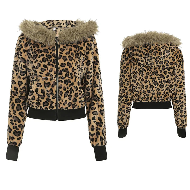 BXOXO Zip Up Fur Neck Hoodie Coats Fashion Slim Solid Y2K Vintage Women's Jackets Casual Streetwear Chic Basics Clothes