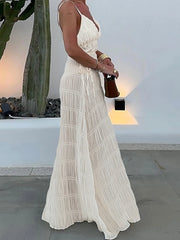 BXOXO Sexy Deep V-neck Zipper Women Maxi Dress Spaghetti Strap High Waist Dress Female Spring Loose Elegant Party Beachwear