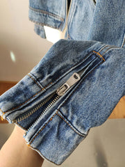 BXOXO Spring Autumn Women Denim Jacket Casual Lady Moto Biker Coat Vintage Lapel Zipper Jacket
