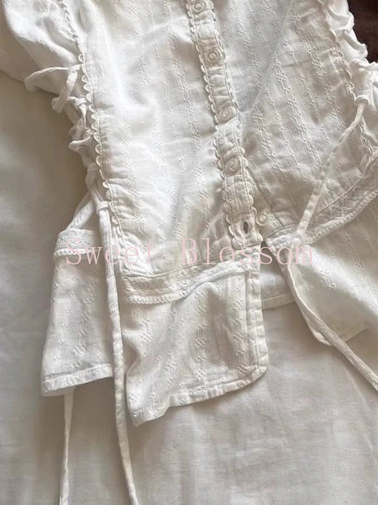 BXOXO Korean Fashion Lace Up Sweet Blouse Women Sleeveless Square Neck Slim Fit Chic Tops New Elegant Casual Y2K Harajuku Clothes 2025