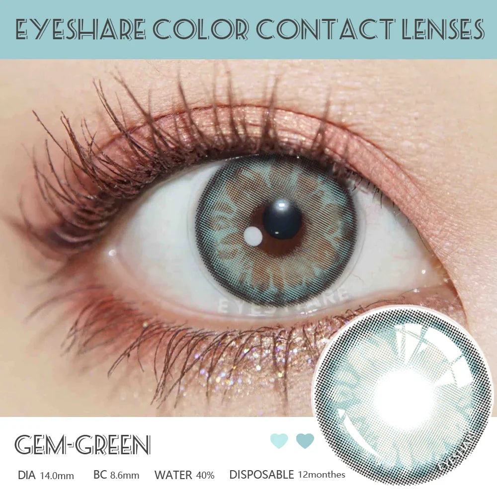 BXOXO Natural Color Contact Lenses for Eyes 2pcs GEM Series Colored Lens Blue Pink Contact Lens Yearly Cosmetic Contact Lens