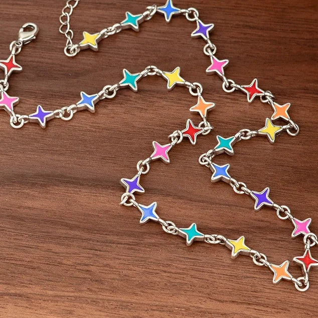 BXOXO Titanium Steel Necklace Star Pendants Splice Necklace Hip Hop Jewelry Accessories Collarbone Chain Y2K New Fashion Egirls Gift