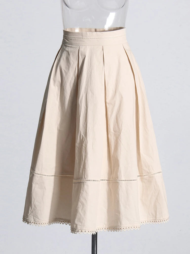 Bxoxo Elegant Two Piece Sets For Women Lapel Short Sleeve Tops High Waist A Line Pleated Skirts Solid Set Female Summer 2023